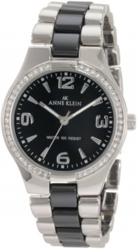 Anne Klein Women's 109119BKSV Swarovski Crystal-Accented Silver-Tone Black Ceramic Dress Watch