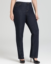 Signature logo hardware lends luxe edge to these MICHAEL Michael Kors Plus straight-leg jeans, designed in stretch denim for the ultimate fit.