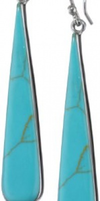 Sterling Silver Inlay Long Teardrop Earrings