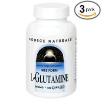 Source Naturals L-Glutamine 500mg, 100 Capsules (Pack of 3)