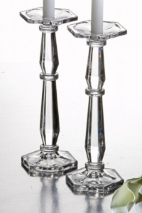 Studio Silversmiths 9 Inch Crystal Candle Sticks - Set of 2