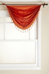 Stylemaster Tribeca Faux Silk Grommet Waterfall Valance with Beaded Trim, Mandarin, 36 by 37-Inch