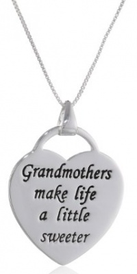 Sterling Silver Grandmothers Make Life A Little Sweeter Heart Pendant Necklace, 18