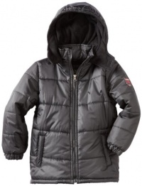 Ixtreme Boys 8-20 Chevron Rip Stop Puffer Jacket, Grey, 14/16