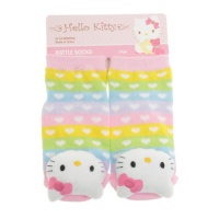 Hello Kitty Baby Rattle Socks with Non-Skid Bottom, Rainbow Heart, 12-24 Months