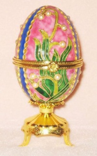 Collectable Cloisonne Faberge Inspired Pink Musical Egg Box