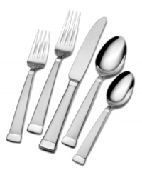 Setting the table is easy with the sophisticated Sierra Frost flatware set, featuring matte handles with squared ends and polished accents in casual stainless steel. From Gourmet Basics by Mikasa.