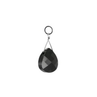 Sterling Silver Teardrop Shaped Black Multifaceted Crystal 1 inch Long Pendant Charm Made with Swarovski Elements