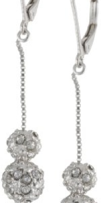 Anne Klein All That Glitters Silver-Tone and Crystal Floating Fireball Leverback Drop Earrings