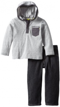 Calvin Klein Boys 2-7 2-Piece Hooded Top With Jeans, Gray, 3T