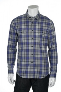 CR by Club Room Purple and Gray Plaid LS Button Down Shirt