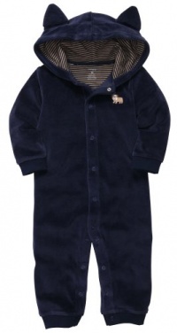 Carter's Baby Boys' Velour Hooded Jumpsuit - Navy - 9 Months