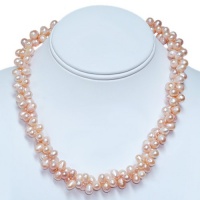 Amazing Pink Double Twist Freshwater Pearl Necklace 18 Pearls:8mm