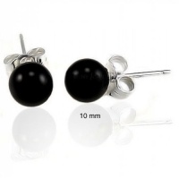 Bling Jewelry 925 Sterling Silver Onyx Ball Stud Earrings 10mm