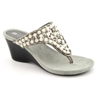 White Mountain Niche Open Toe Wedges Heels Shoes Gray Womens