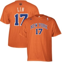 Adidas Jeremy Lin New York Knicks Name & Number T-shirt Orange