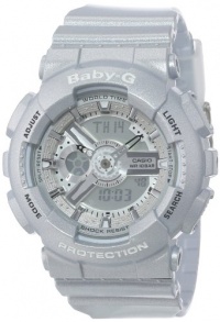 Casio Women's BA-110-8ACR Baby-G Silver-Tone Analog-Digital Display and Metallic Resin Strap Watch