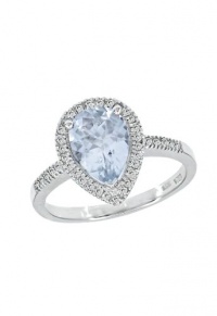 Effy Jewlery 14K White Gold Aquamarine and Diamond Ring, 1.47 TCW Ring size 7