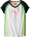 PUMA Girls 7-16 Active Cat Tee, White, Large