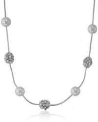 Anne Klein Classics Silver-Tone Cream Pearl Fireball Necklace, 19