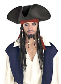 Adult Officially Licensed Jack Sparrow Hat with Beaded Locks