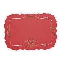 Lenox Holiday Nouveau Cutwork Red Elegant Oval Placemat 7335