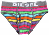 Diesel Men's Blade Rainbow Striped Brief, Silver/Grey, X-Large