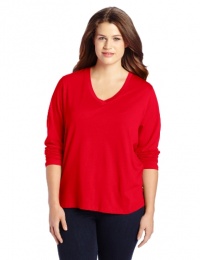 Hue Sleepwear Women's Plus-Size Solid Long Sleeve V-Neck Tee