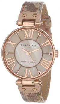 Anne Klein Women's AK/1334RGLP  Rose Gold-Tone and Snakeskin Print Leather Strap Watch