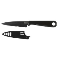 Kuhn Rikon Colori Comfort Serrated Paring Knife, 4-Inch, Black