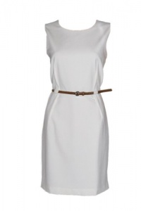 Calvin Klein Petite Belted Sheath Dress Light Cream Size 14P