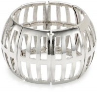 Nine West Modern Structure Silver-Tone Cutout Stretch Bracelet