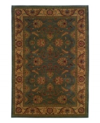 Embrace a serene space. The calming colors of this decorative rug create soothing surroundings in your home while adding delightful designs of swaying leaves and alluring sprouting foliage.