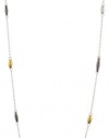 GURHAN Wheat Long Dark and White Silver with Accents of Gold Wheat Necklace