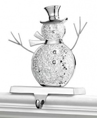 Macy's Holiday Lane Mirrored Metal Snowman 6 Stocking Holder