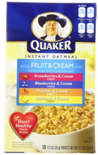 Quaker Instant Oatmeal Fruit & Cream, Variety Pack, 10-Count Box