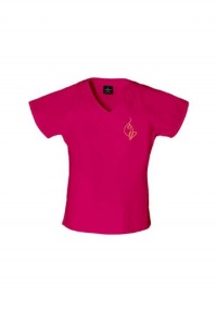 Baby Phat 26800 Signature V-Neck Scrub Top (Large, Fuchsia Pink)