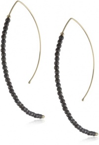 Mizuki 14k Earrings Marquis Hoop Md. with Gold and Silver Beads