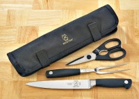 Mercer Cutlery Genesis 4-Piece Forged Carving Set, Steel/Black