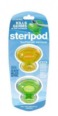 Steripod (2 Pack Green and Yellow)Clip-on Toothbrush Sanitizer