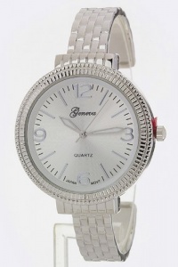 KARMAS CANVAS COLLECTION LARGE DIAL OPEN BANGLE WATCH (Rhodium)