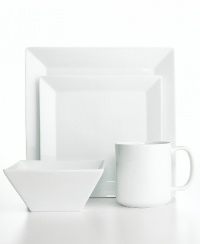 The Cellar Dinnerware, Whiteware Square 4 Piece Place Setting