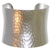 Nickel Free 2 Wide Hammered Cuff, Made in Usa, Girlprops' Exclusive!, in Silver Tone with Matte Finish