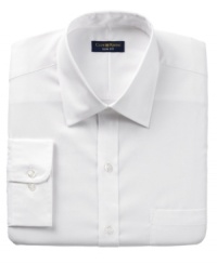 The classic gets a modern twist. Featuring a sleek, slim fit, this Club Room dress shirt is a must-have for every man.