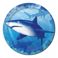 Creative Converting Shark Splash Round Dessert Plates, 8 Count