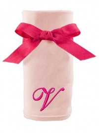 Princess Linens Embroidered Pink Initial Cotton Knit Blanket, V