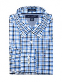 Tommy Hilfiger Men Custom Fit Long Sleeve Checkered Logo Shirt