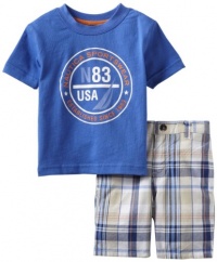 Nautica Baby-Boys Infant N83 Usa Short Set, Fiji Blue, 12 Months