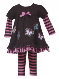 Rare Editions Girls Striped Emb Butterfly Dress Set 4T (F255141)