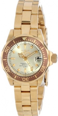 Invicta Women's 12527 Pro-Diver 18k Gold Ion-Plated Stainless Steel and Champagne Dial Bracelet Watch